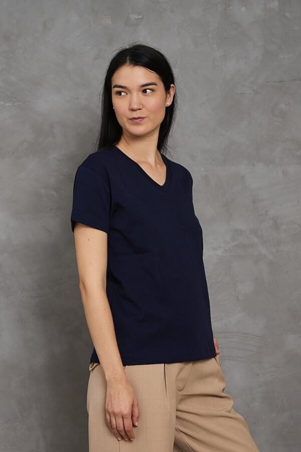 Polo Bea | Cuello V manga con doblez<span> - </span>Azul marino, M