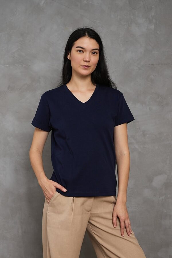 Polo Bea | Cuello V manga con doblez<span> - </span>Azul marino, XL