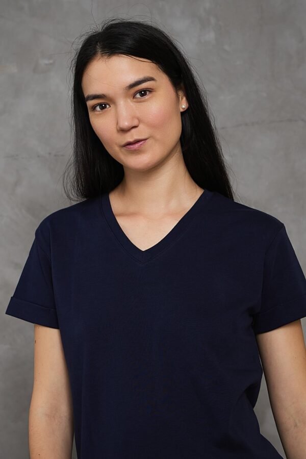 Polo Bea | Cuello V manga con doblez<span> - </span>Azul marino, XS