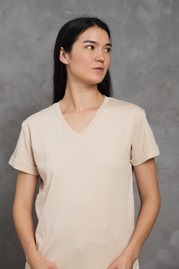 Polo Bea | Cuello V manga con doblez<span> - </span>Cappuccino, M
