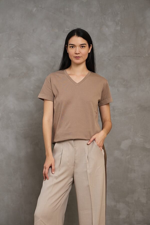 Polo Bea | Cuello V manga con doblez<span> - </span>Cocoa, XS
