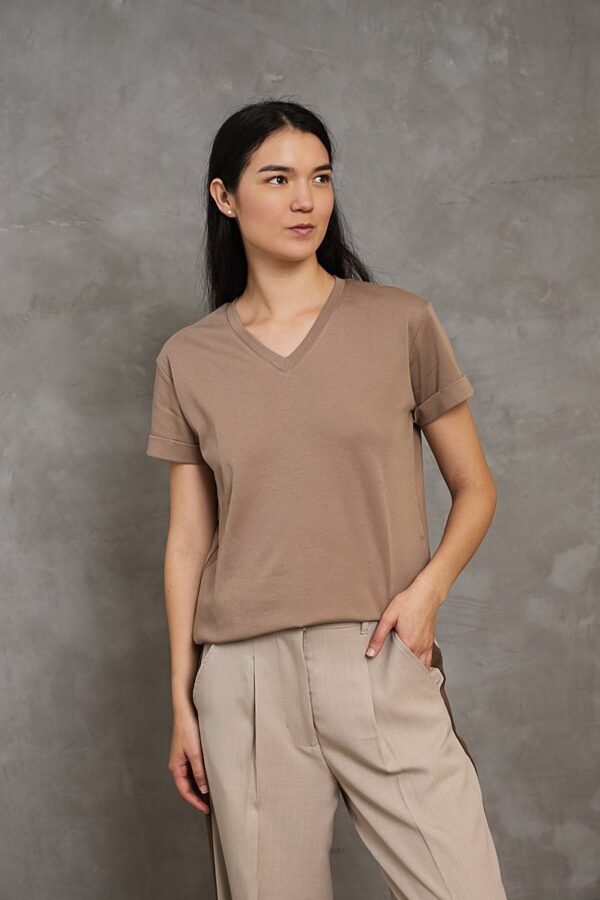 Polo Bea | Cuello V manga con doblez<span> - </span>Cocoa, M