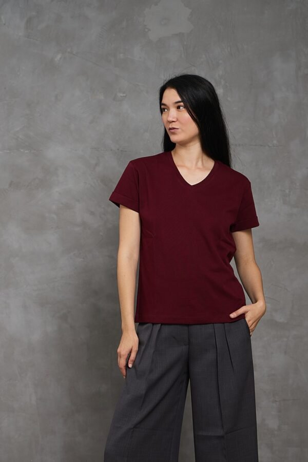 Polo Bea | Cuello V manga con doblez<span> - </span>Vino, S