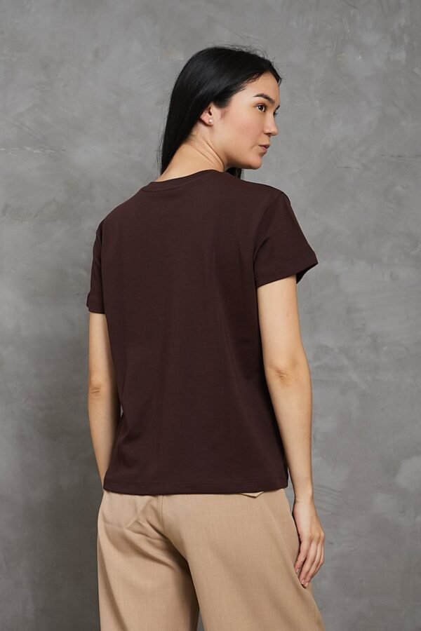Polo Emi | Cuello V manga clásica<span> - </span>Marrón, S