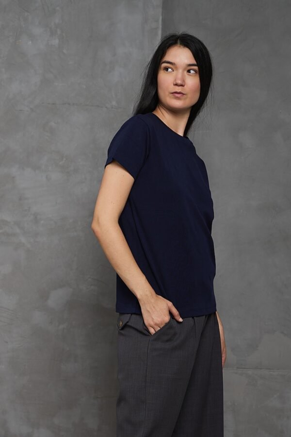 Polo Isa | cuello redondo manga clásica<span> - </span>Azul marino, M