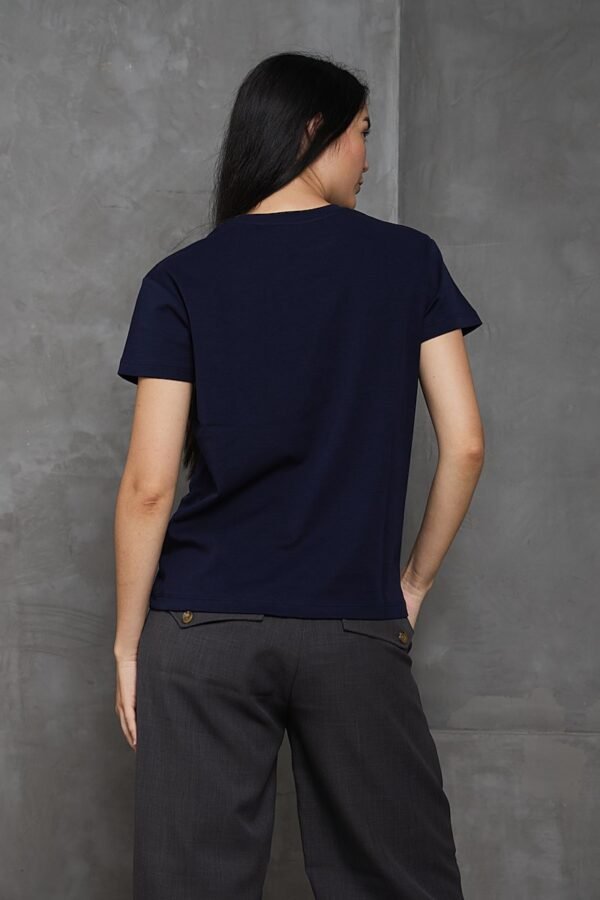Polo Isa | cuello redondo manga clásica<span> - </span>Azul marino, L