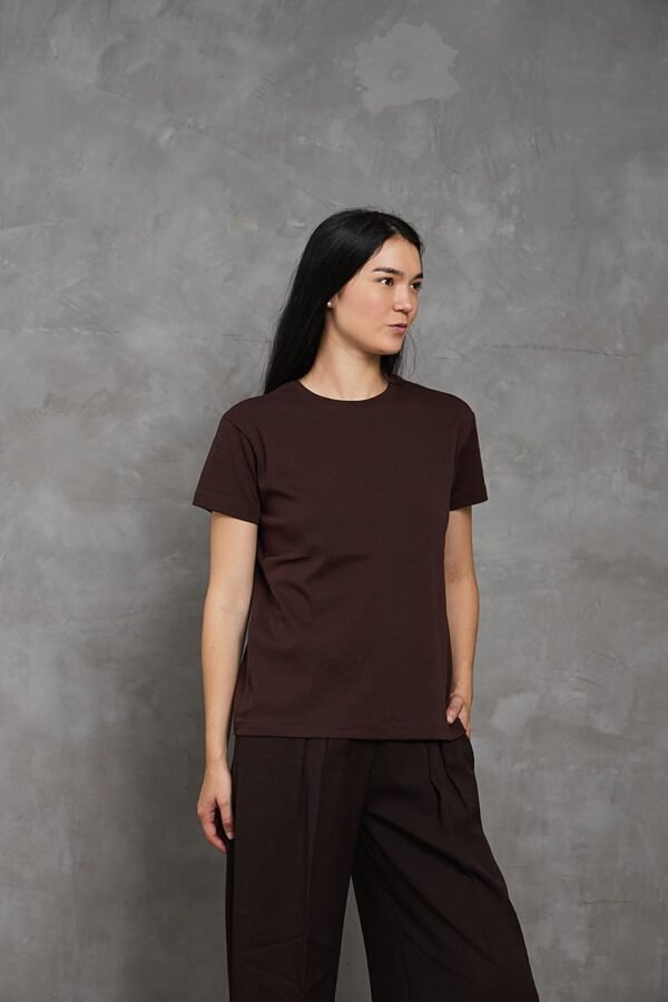 Polo Isa | cuello redondo manga clásica<span> - </span>Marrón, S