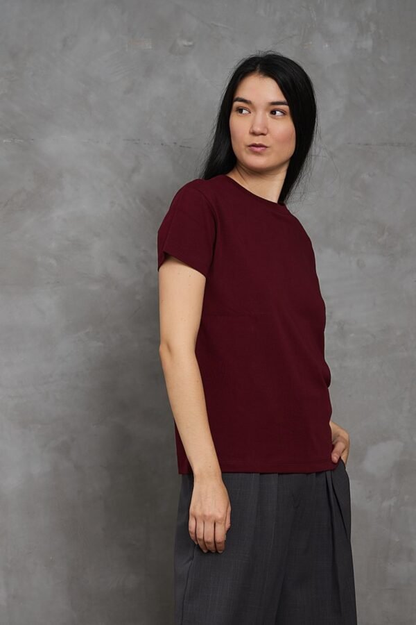 Polo Isa | cuello redondo manga clásica<span> - </span>Vino, L