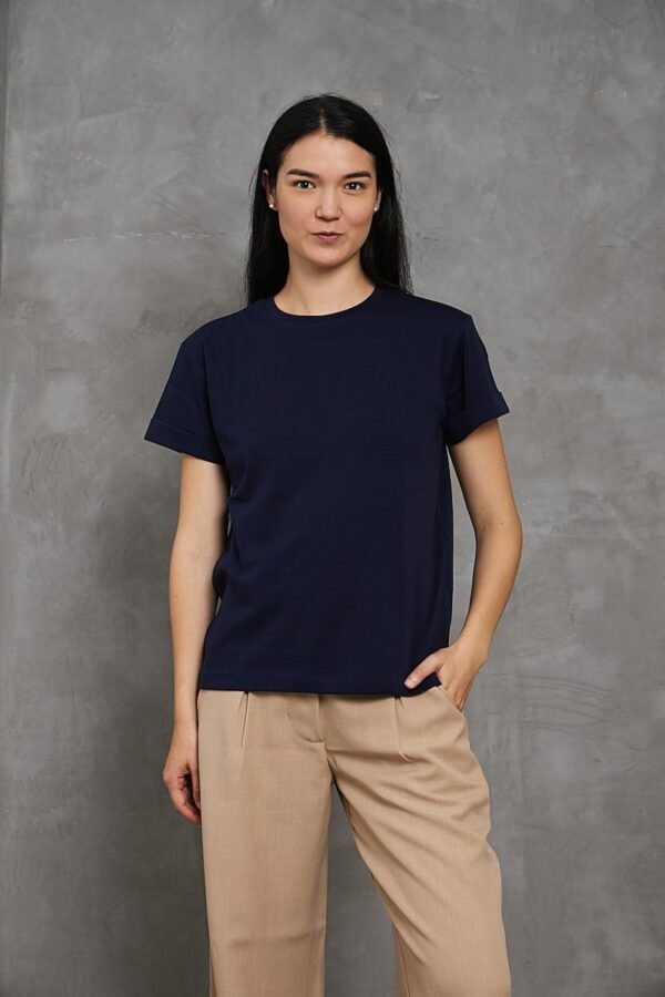 Polo Lia | Cuello redondo manga con doblez<span> - </span>Azul marino, XS