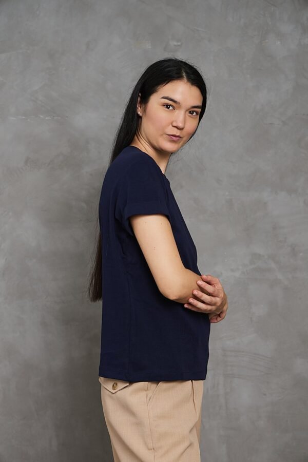 Polo Lia | Cuello redondo manga con doblez<span> - </span>Azul marino, XL
