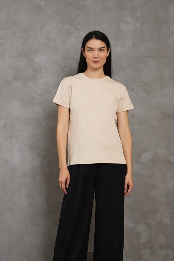 Polo Lia | Cuello redondo manga con doblez<span> - </span>Cappuccino, M