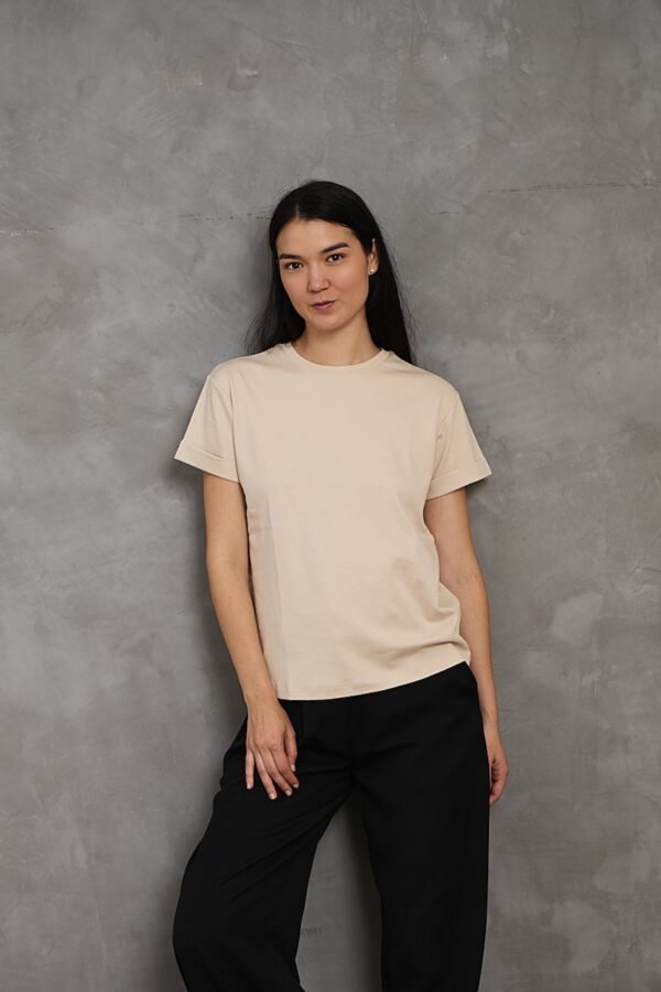 Polo Lia | Cuello redondo manga con doblez<span> - </span>Cappuccino, XS