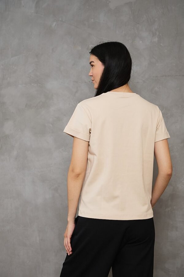 Polo Lia | Cuello redondo manga con doblez<span> - </span>Cappuccino, S