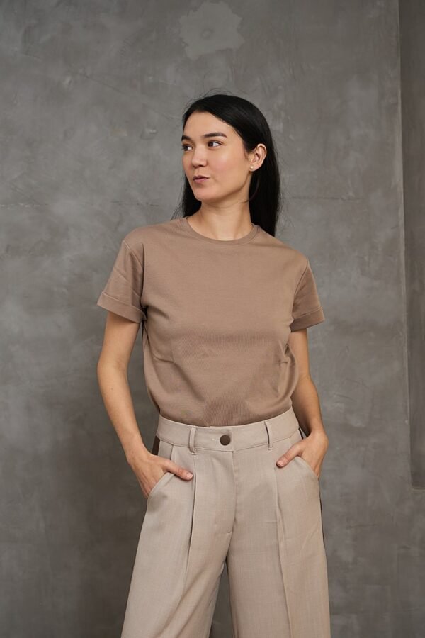 Polo Lia | Cuello redondo manga con doblez<span> - </span>Cocoa, XS