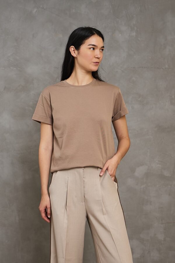 Polo Lia | Cuello redondo manga con doblez<span> - </span>Cocoa, M