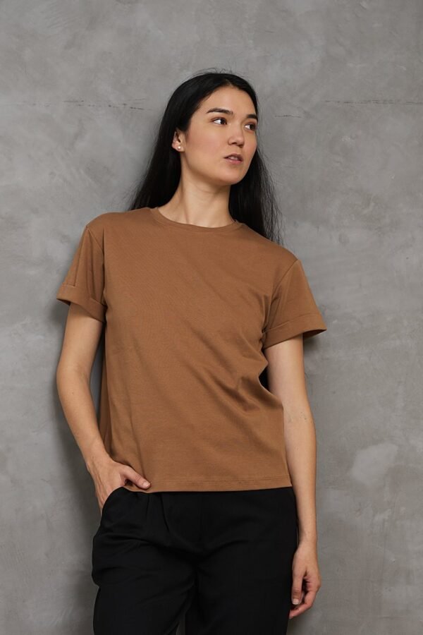 Polo Lia | Cuello redondo manga con doblez<span> - </span>Habano, S