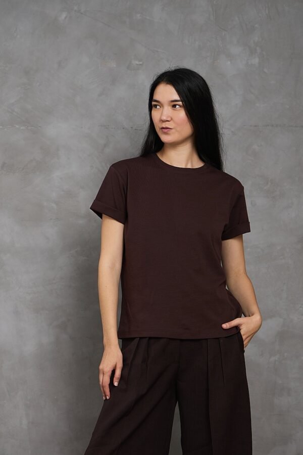 Polo Lia | Cuello redondo manga con doblez<span> - </span>Marrón, XL