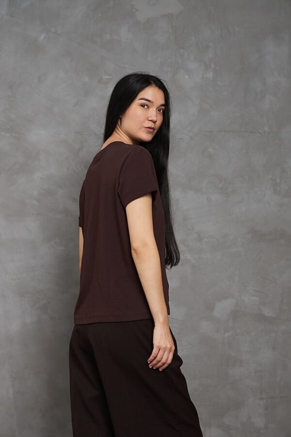 Polo Lia | Cuello redondo manga con doblez<span> - </span>Marrón, L