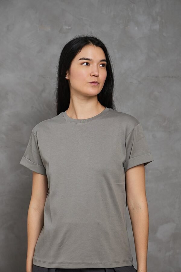 Polo Lia | Cuello redondo manga con doblez<span> - </span>Plomo, M