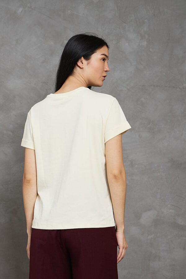 Polo Lia | Cuello redondo manga con doblez<span> - </span>Vainilla, L