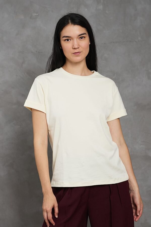 Polo Lia | Cuello redondo manga con doblez<span> - </span>Vainilla, XL