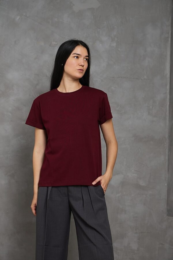 Polo Lia | Cuello redondo manga con doblez<span> - </span>Vino, L