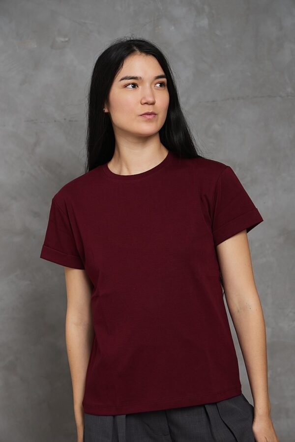 Polo Lia | Cuello redondo manga con doblez<span> - </span>Vino, XS