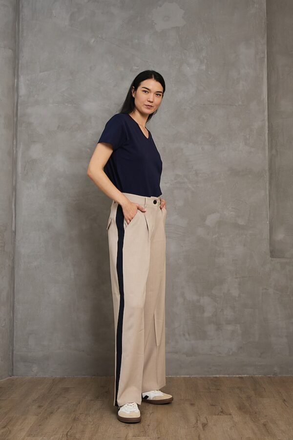 Pantalón Sastrero SIDE<span> - </span>L, Beige claro | Azul Marino
