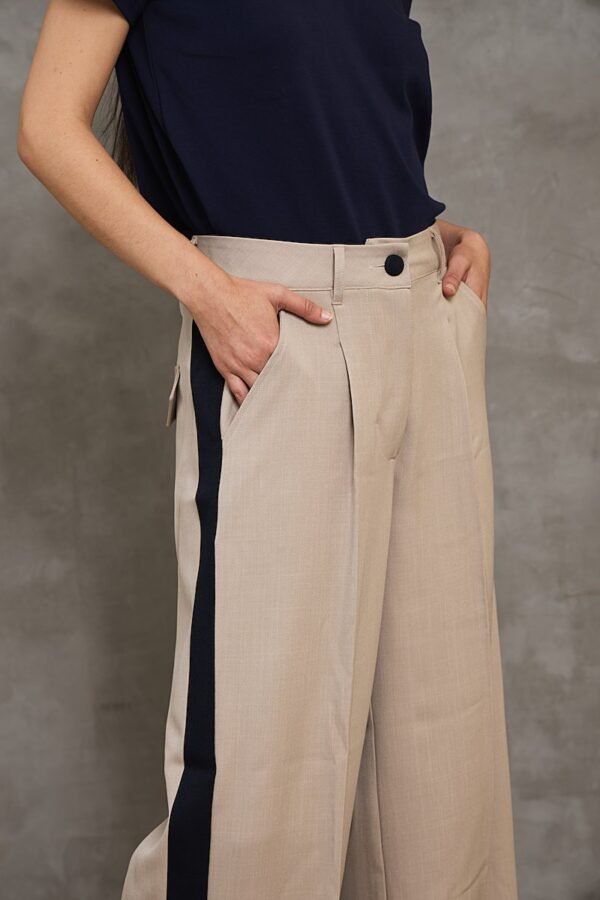 Pantalón Sastrero SIDE<span> - </span>S, Beige claro | Azul Marino