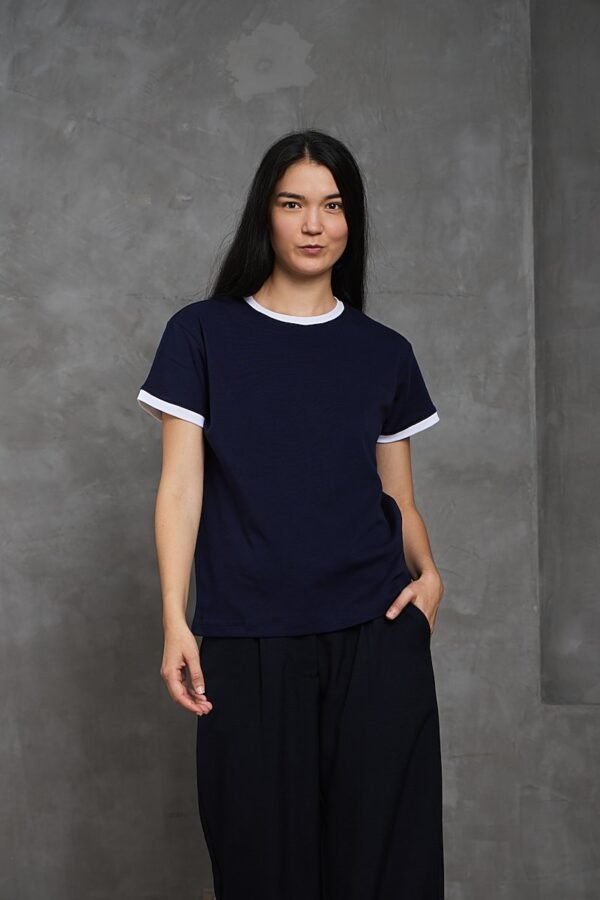 Polo Vico | Cuello redondo bicolor<span> - </span>Azul marino blanco, L