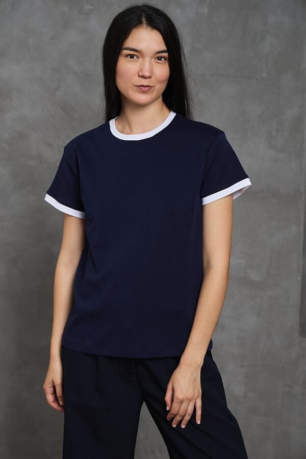 Polo Vico | Cuello redondo bicolor<span> - </span>Azul marino blanco, XL