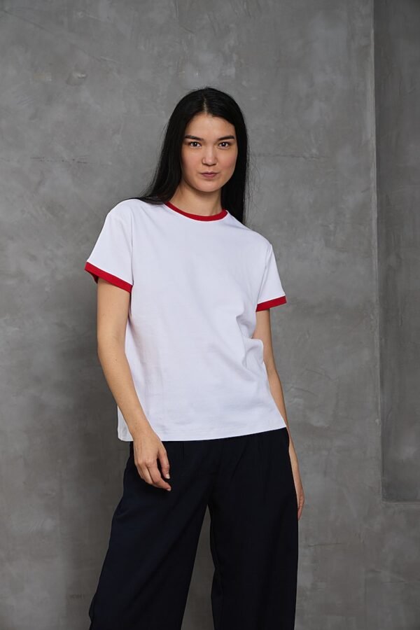 Polo Vico | Cuello redondo bicolor<span> - </span>Blanco rojo, XS