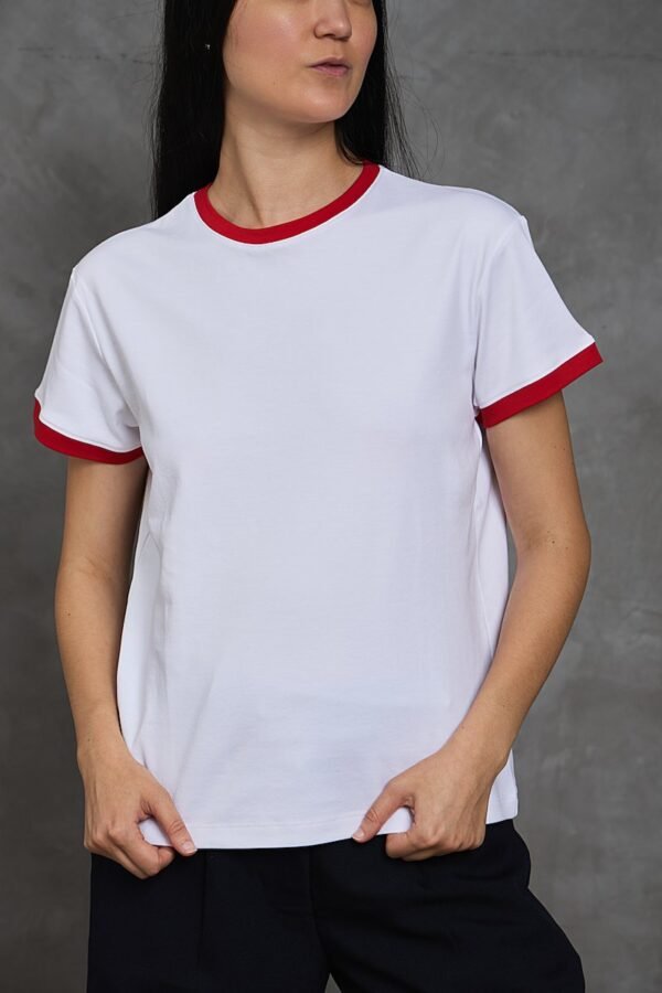 Polo Vico | Cuello redondo bicolor<span> - </span>Blanco rojo, M
