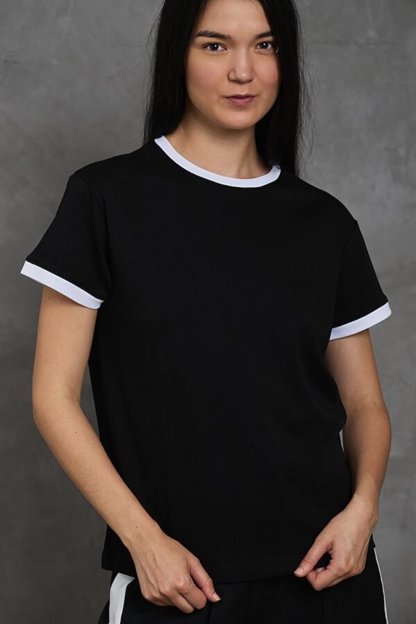 Polo Vico | Cuello redondo bicolor<span> - </span>Negro blanco, S