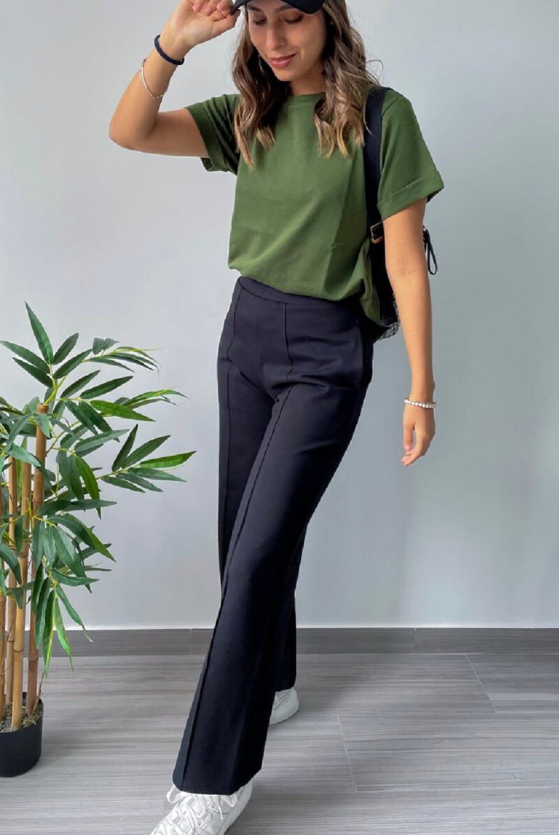 Polo Lía | Cuello redondo manga con doblez<span> - </span>Verde Militar, XS