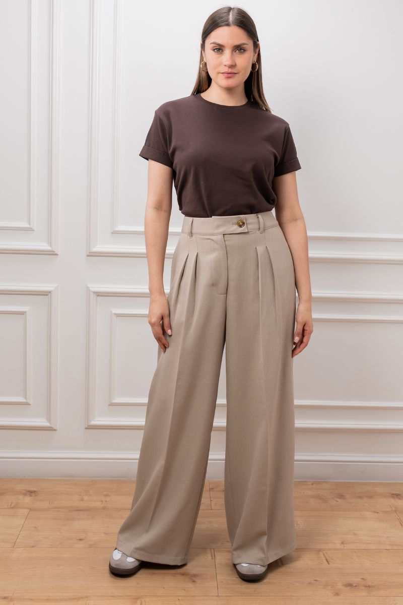 PRE VENTA _ Pantalón Sastrero PLIEGUES INVERTIDOS beige